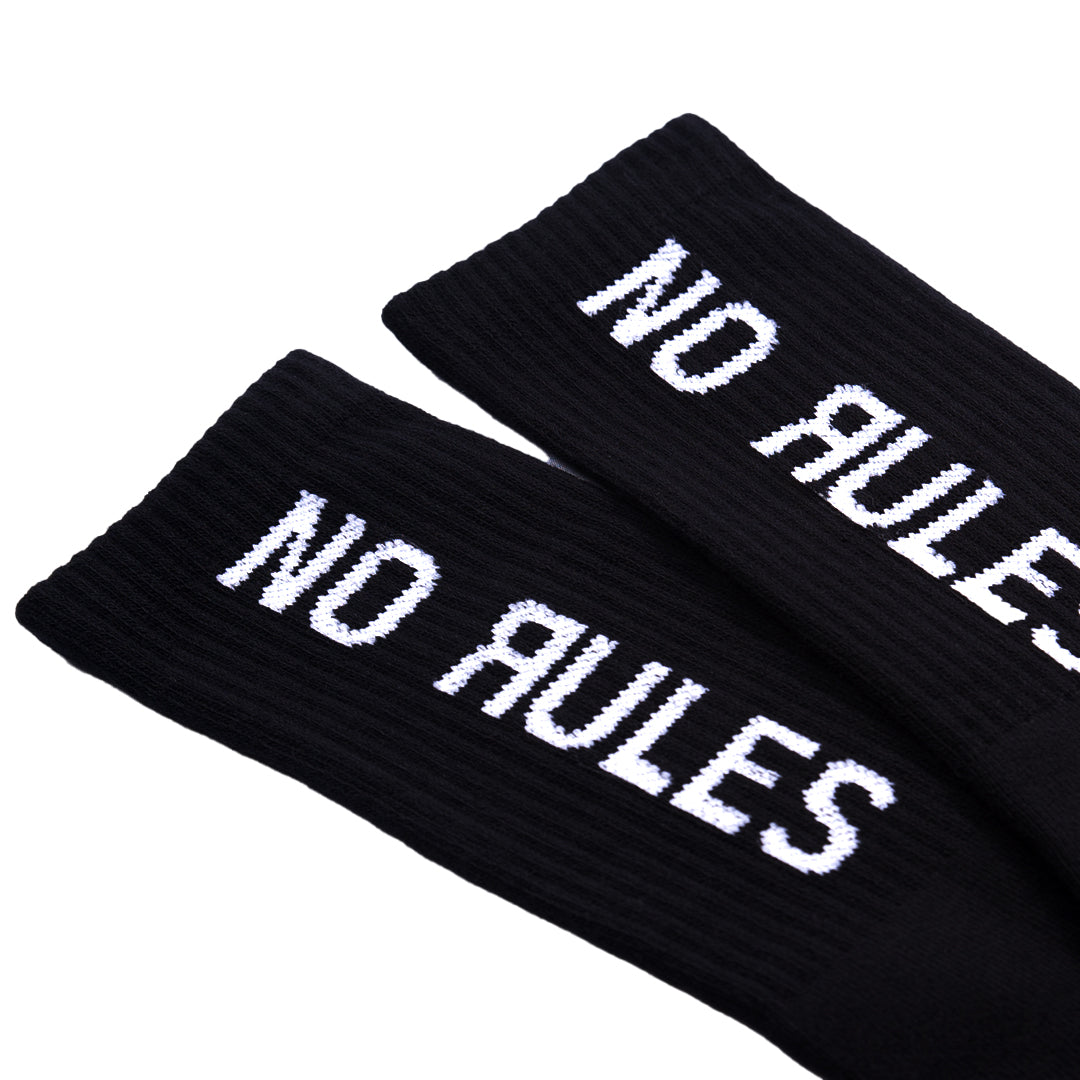 No Rules Text Logo Cushioned Crew Socks - Black
